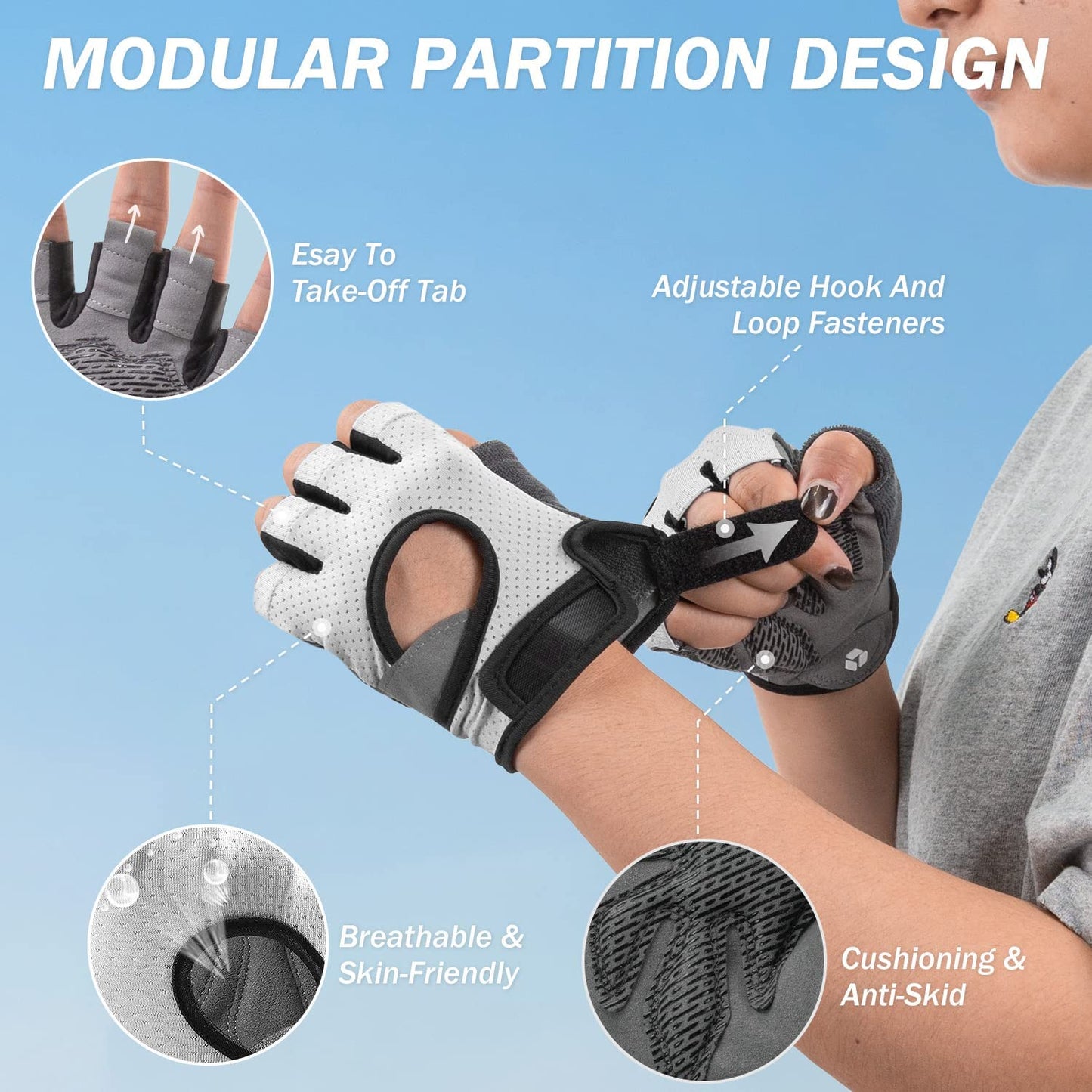 Freedom Workout Gloves - Fingerless Knuckle Weightlifting Gloves with Curved Open Back for Powerlifting and Gym Use for Both Men and Women